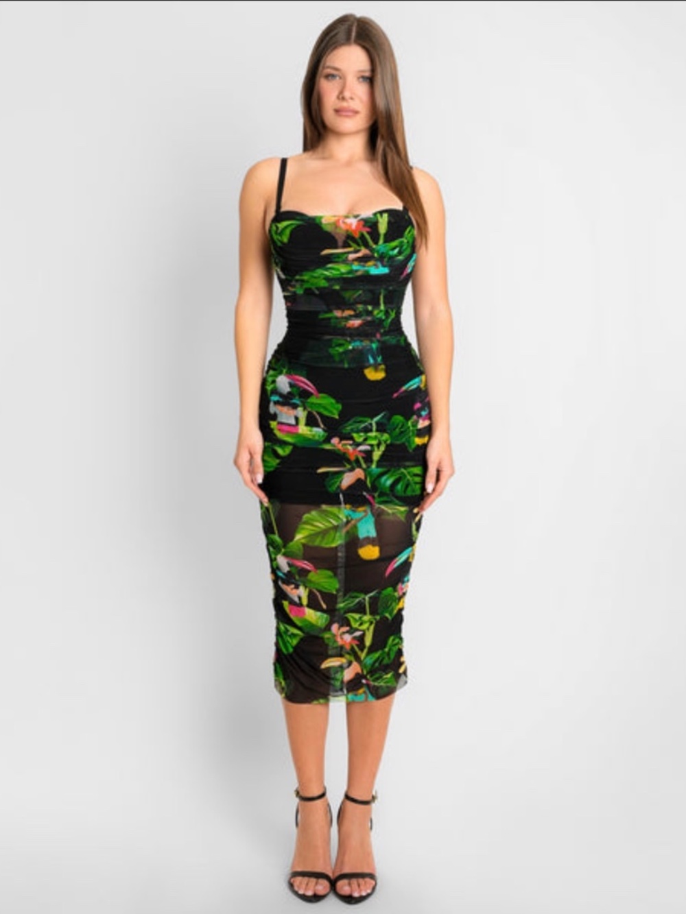 TA3 Sweetie Mesh Column Dress Toucan XXS Corset Shapewear Maxi